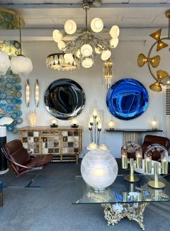 Contemporary Brass Sputnik Chandelier Flowers Murano Glass White Cup Italy - 3464645