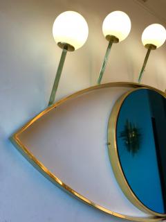Contemporary Brass Wall Lightning Sconces Mirror Blue Eyes Italy - 550076