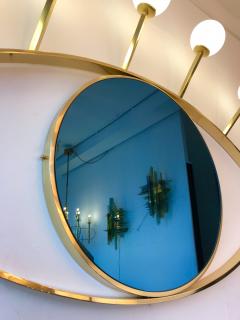 Contemporary Brass Wall Lightning Sconces Mirror Blue Eyes Italy - 550077