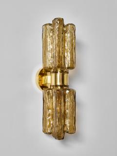 Contemporary Brass and Amber Murano Glass Wall Sconce - 4721066