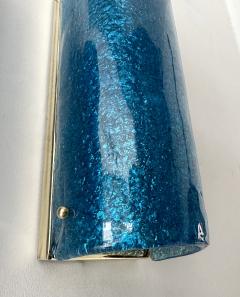 Contemporary Brass and Blue Murano Glass Sconces Italy - 3464875