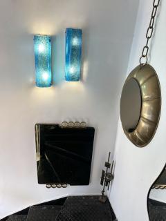 Contemporary Brass and Blue Murano Glass Sconces Italy - 3464879