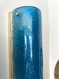 Contemporary Brass and Blue Murano Glass Sconces Italy - 3464883