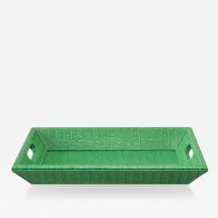 Contemporary Bright Green Crocodile Embossed Leather Rectangular Tray - 3090970