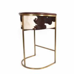 Contemporary Brown Leather and Cow Hide Bar Stools - 4171775