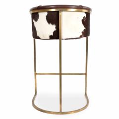 Contemporary Brown Leather and Cow Hide Bar Stools - 4171776