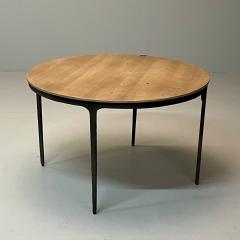Contemporary Brutalist Round Center Table Elm Metal - 3493503