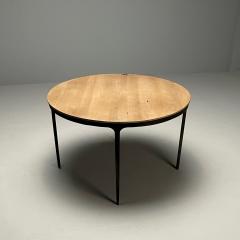 Contemporary Brutalist Round Center Table Elm Metal - 3493505