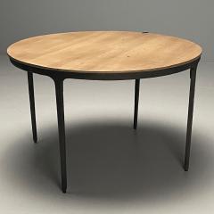 Contemporary Brutalist Round Center Table Elm Metal - 3493506