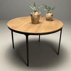 Contemporary Brutalist Round Center Table Elm Metal - 3493507