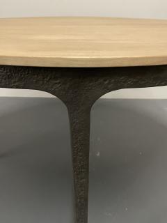 Contemporary Brutalist Round Center Table Elm Metal - 3493509