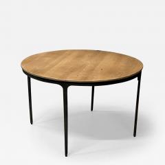 Contemporary Brutalist Round Center Table Elm Metal - 3494482