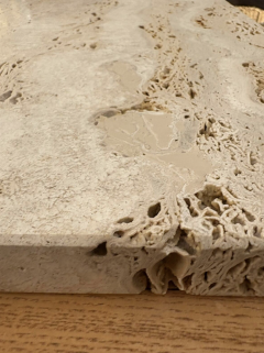 Contemporary Brutalist Sideboard Wood and Travertine Italy - 4268331