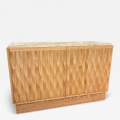 Contemporary Brutalist Sideboard Wood and Travertine Italy - 4269439