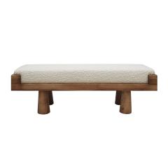 Contemporary Brutalist Style Bench in Solid Oak and Wool Boucl Italy - 4165232
