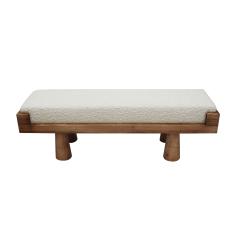Contemporary Brutalist Style Bench in Solid Oak and Wool Boucl Italy - 4165235