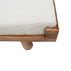 Contemporary Brutalist Style Bench in Solid Oak and Wool Boucl Italy - 4165240