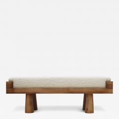 Contemporary Brutalist Style Bench in Solid Oak and Wool Boucl Italy - 4169344