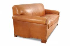 Contemporary Caramel Brown Leather 3 Seat Sofa - 2794622