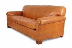 Contemporary Caramel Brown Leather 3 Seat Sofa - 2794627
