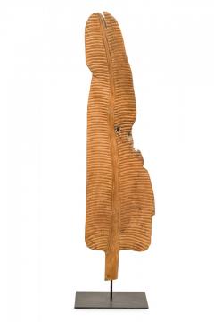Contemporary Carved Wooden Abstract Leaf Floor Sculpture - 4211003
