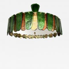 Contemporary Chandelier Brass and Murano Glass Blade Italy - 3643980