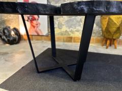 Contemporary Charred Oak Wood Dining Table With Black Steel Base AT 2024 - 3566567