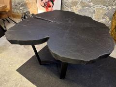 Contemporary Charred Oak Wood Dining Table With Black Steel Base AT 2024 - 3566568