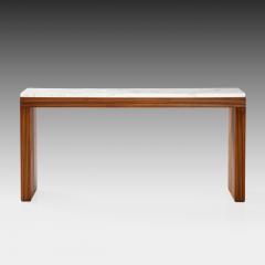 Contemporary Cherry Wood and Carrara Marble Console - 3220913