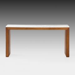 Contemporary Cherry Wood and Carrara Marble Console - 3220916
