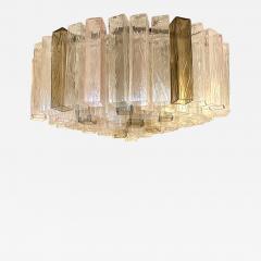 Contemporary Clear Pink and Fum Squares Murano Glass Flush Mount - 4719040