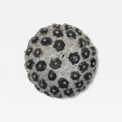 Contemporary Clear and Black Flowers Murano Glass Flush Mount - 4306105