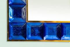 Contemporary Cobalt Blue Diamond Murano Glass Mirror In Stock - 1813052