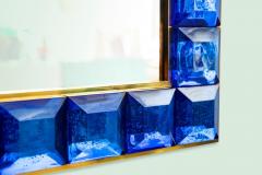 Contemporary Cobalt Blue Diamond Murano Glass Mirror In Stock - 1813053