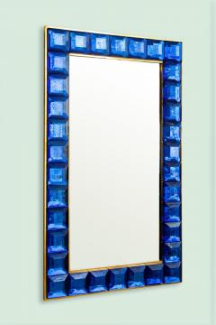Contemporary Cobalt Blue Diamond Murano Glass Mirror In Stock - 1813055