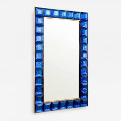 Contemporary Cobalt Blue Diamond Murano Glass Mirror In Stock - 2761234