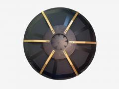 Contemporary Concave Glass Brass Black Modern Space Age Wall Mirror - 4424560