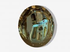 Contemporary Concave Glass Brass Vintage Green Modern Space Age Wall Mirror - 4331067