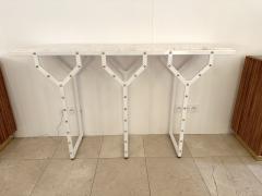 Contemporary Console Table Y White Lacquered Metal Brass and Marble Italy - 3231344