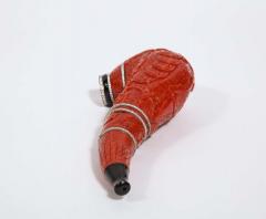 Contemporary Coral 18k Gold Diamonds and Onyx Pipe - 2138189