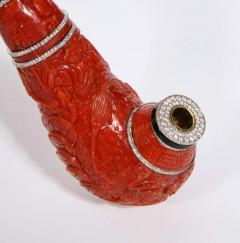 Contemporary Coral 18k Gold Diamonds and Onyx Pipe - 2138192