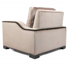 Contemporary Cream Velvet Armchair with Dark Maple Trim - 4667500