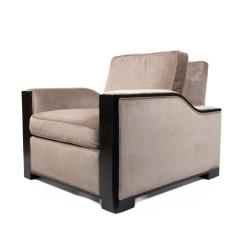 Contemporary Cream Velvet Armchair with Dark Maple Trim - 4729253