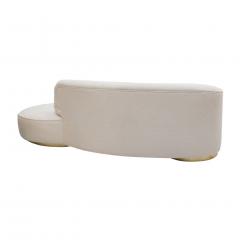 Contemporary Curved White Linen And Brass Italian Sofa - 1313872