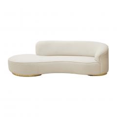 Contemporary Curved White Linen And Brass Italian Sofa - 1724872