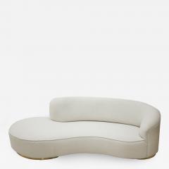 Contemporary Curved White Linen And Brass Italian Sofa - 1724949