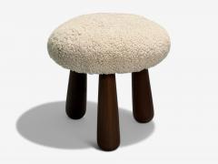 Contemporary Danish Modern Sheepskin Stools Beige Sheepskin Maple 21st C  - 3989078