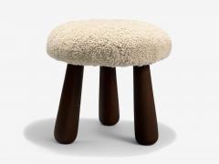 Contemporary Danish Modern Sheepskin Stools Beige Sheepskin Maple 21st C  - 3989080