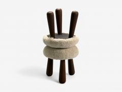 Contemporary Danish Modern Sheepskin Stools Beige Sheepskin Maple 21st C  - 3989081