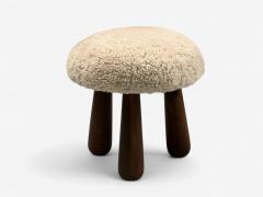 Contemporary Danish Modern Sheepskin Stools Beige Sheepskin Maple 21st C  - 4137742